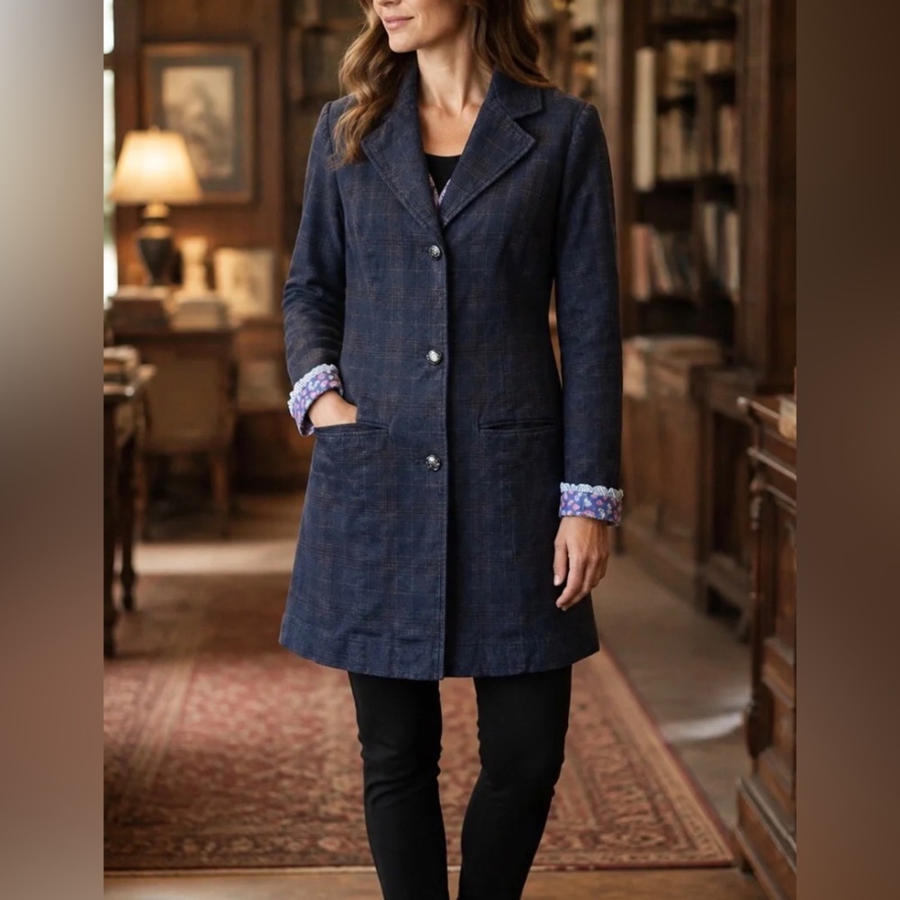 Free People Victorian Steampunk Blazer Coat Paisley Lining Ruffle Detail Size 8